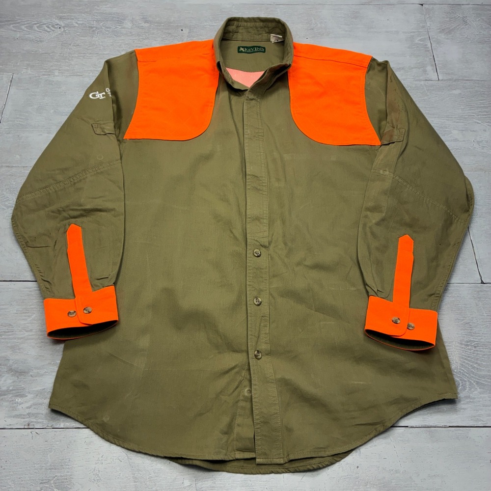 Kevin's Plantation Hunting Shirt Mens M Olive Orange Georgia Tech Upland Field
